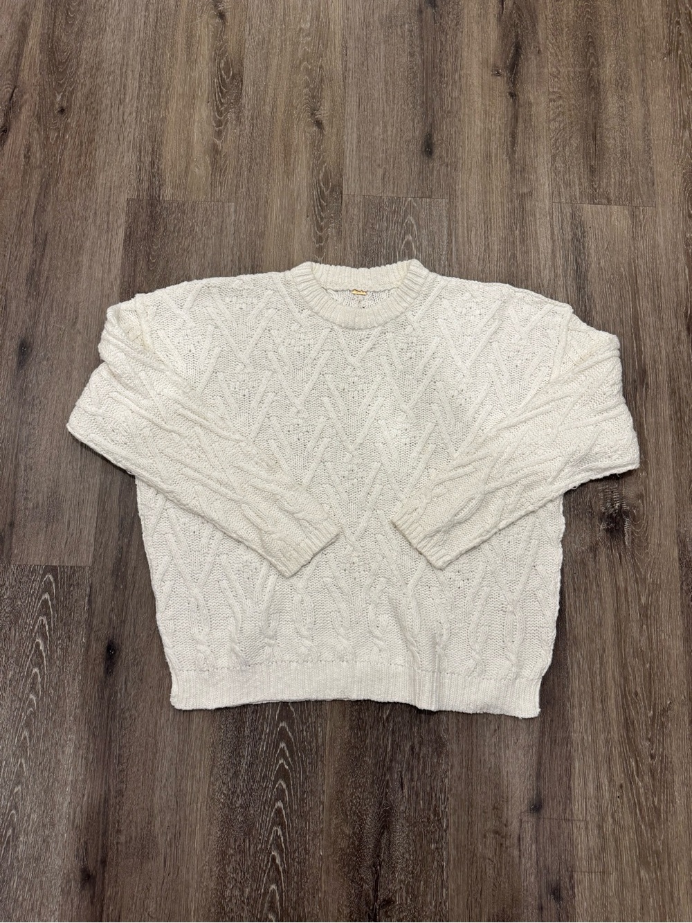 Free People Cable Knit Sweater in Cream Size Medium
